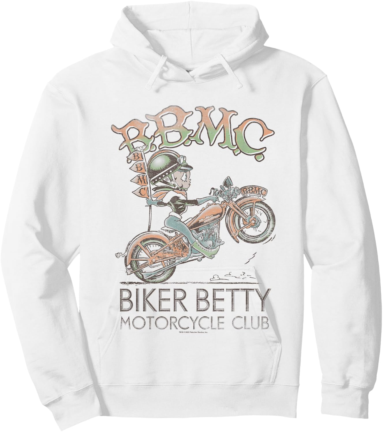 Betty Boop Biker Betty Vintage Motorcycle Club Hoodie - Hoodie | White