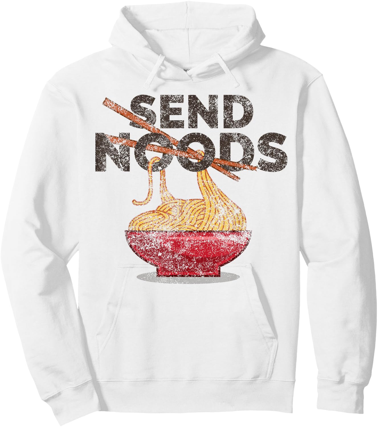 Send Noods Distressed Funny Ramen Noodle Hoodie - Hoodie | White