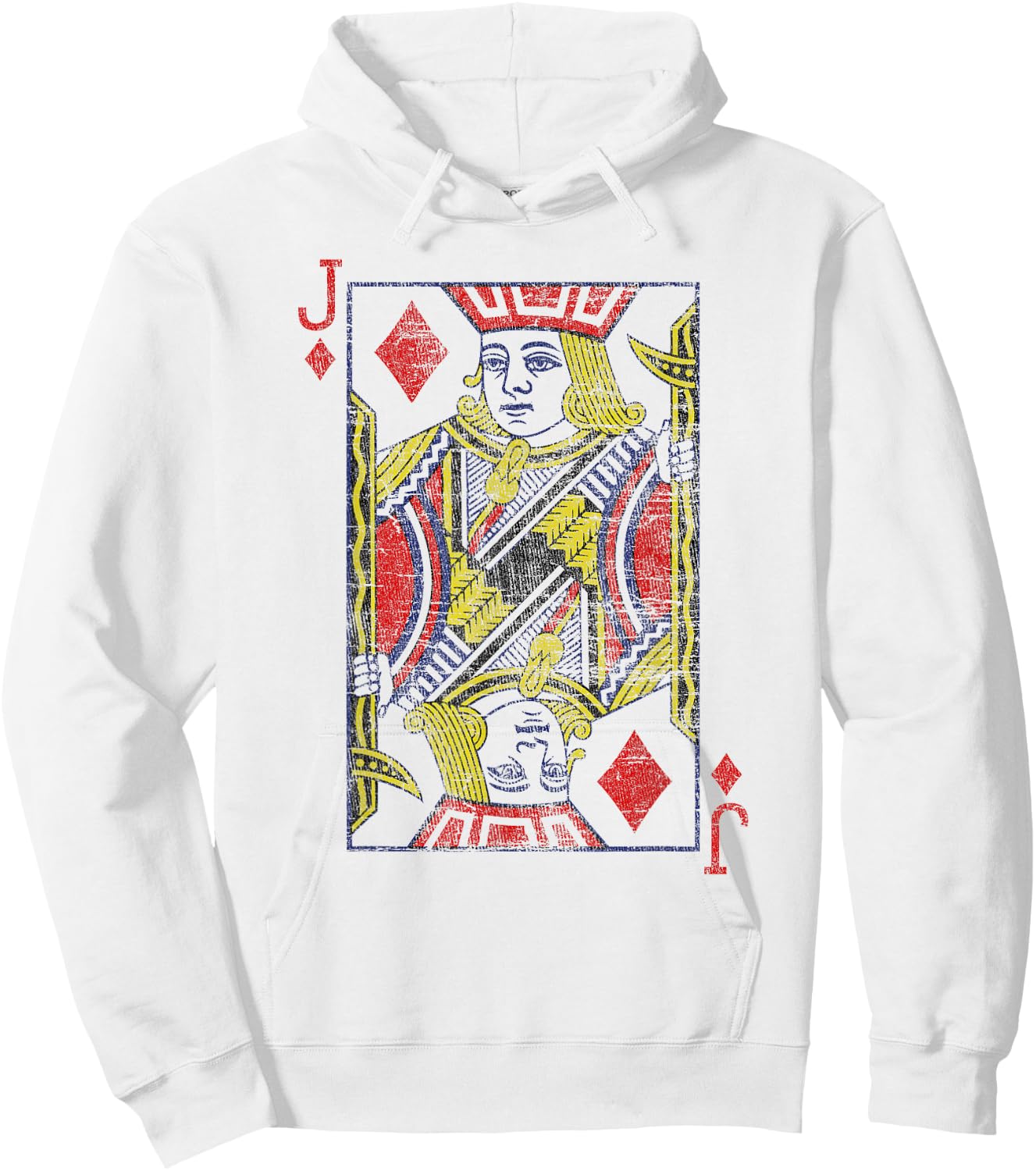 Jack Of Diamonds Playing Card Costume Poker Distressed Hoodie - Hoodie | White