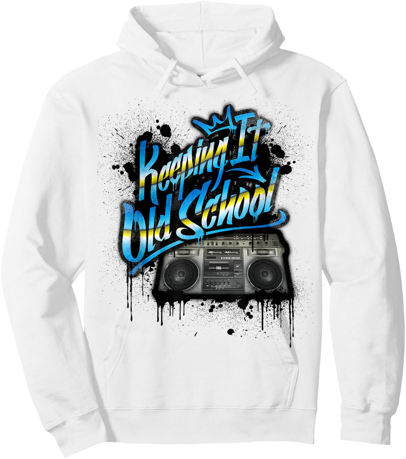 Keeping It Old School - Old School Boombox 80s Hoodie - Hoodie | White