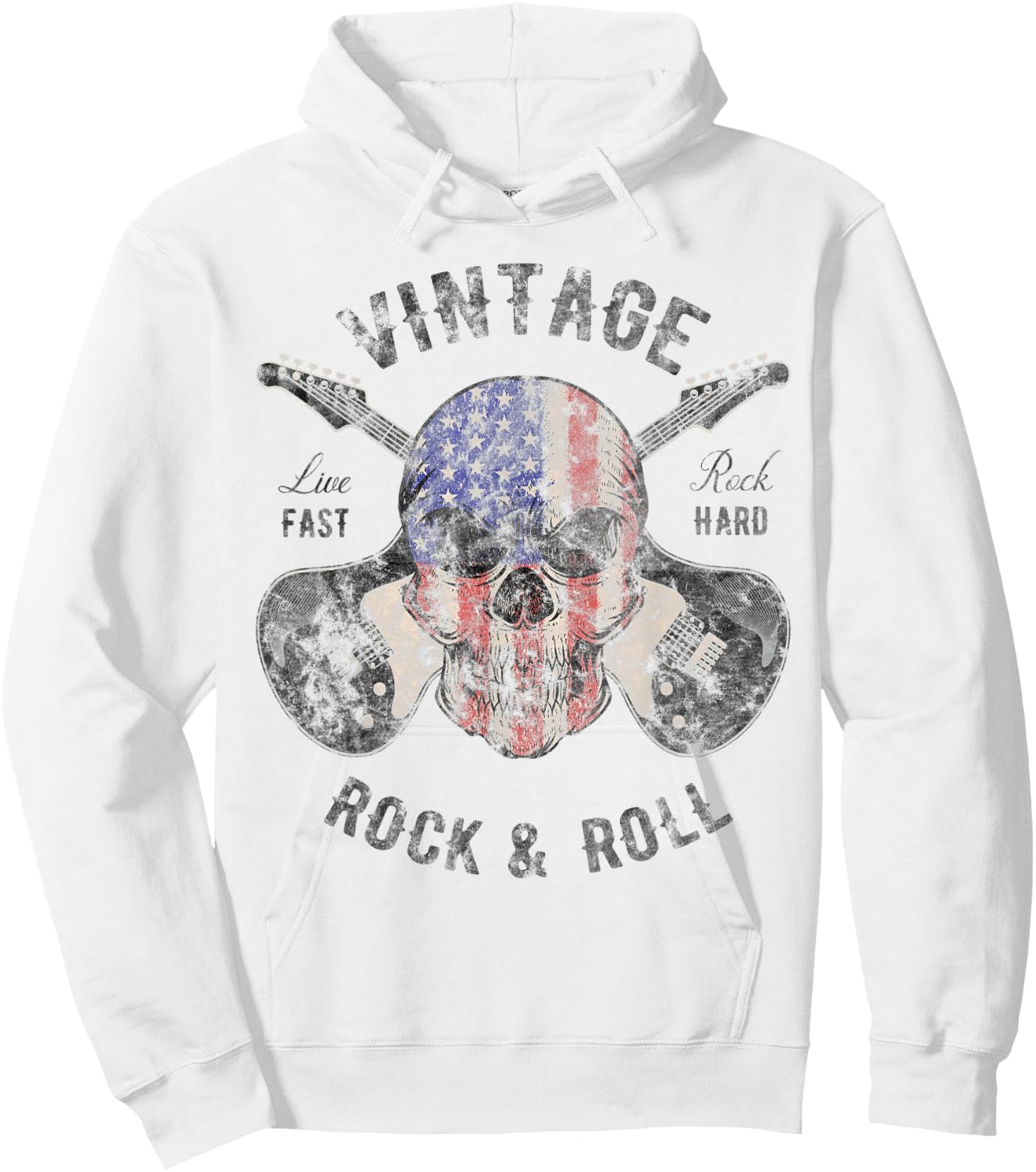 Guitar Player Shirt Vintage Guitarist Gifts Skull Flag Hoodie - Hoodie | White
