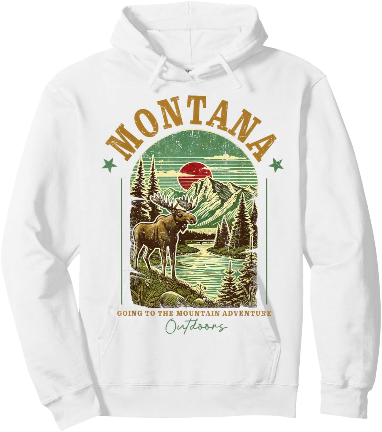 Montana Moose Mountain River Nature Wilderness Adventure Hoodie - Hoodie | White