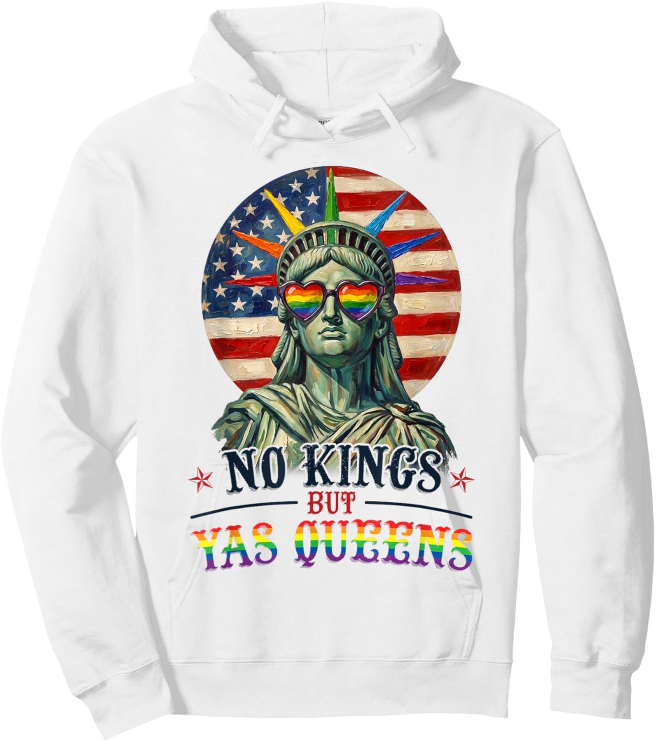 No Kings But Yas Queens Retro LGBTQ Pride Month Ally Pride Hoodie - Hoodie | White