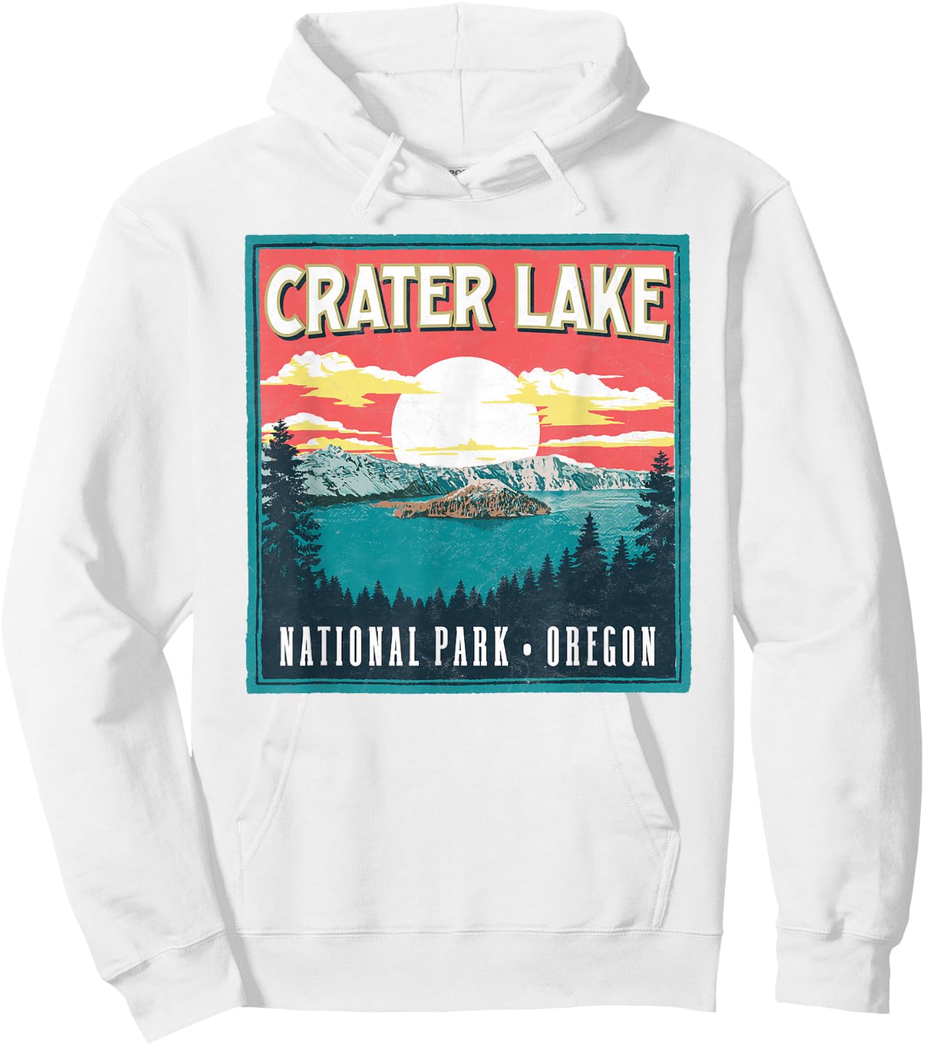 Crater Lake National Park Oregon Vintage Vibe Graphic Hoodie - Hoodie | White