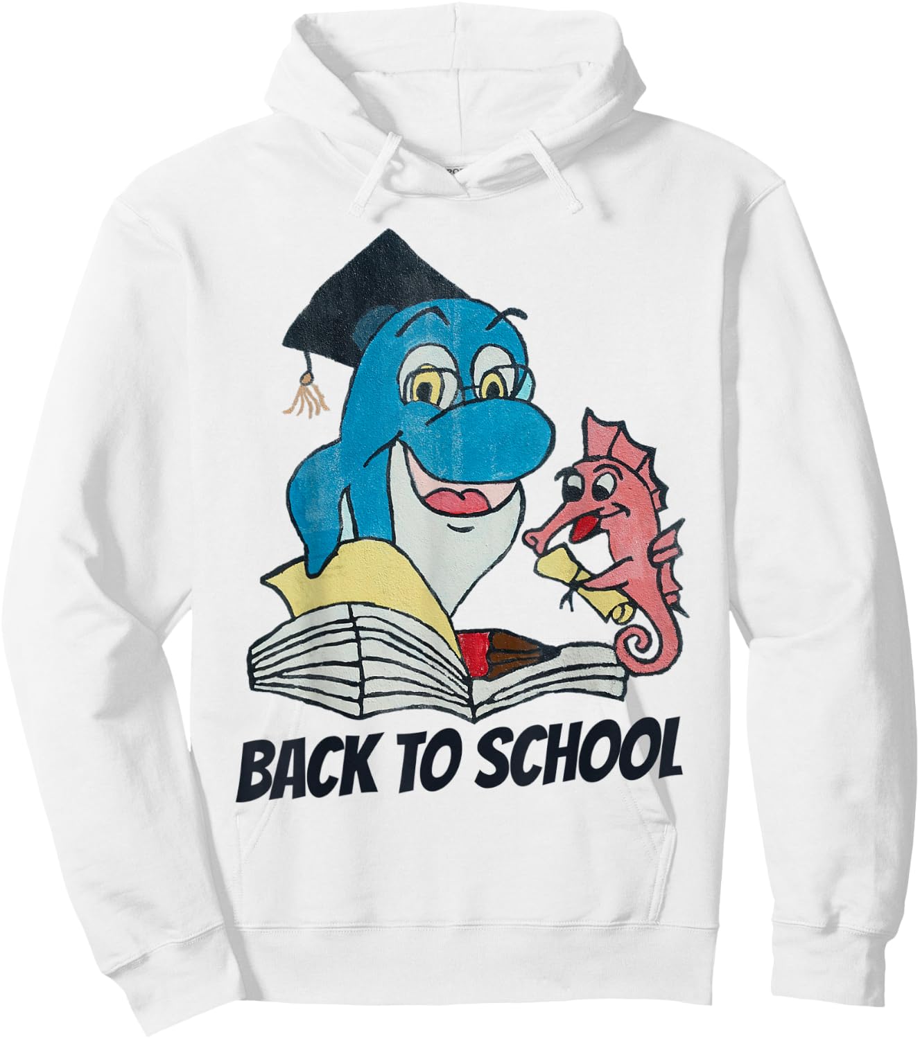 Back To School Funny Dolphin Teacher Seahorse Student Gift Men Women Kids Hoodie - Hoodie | White