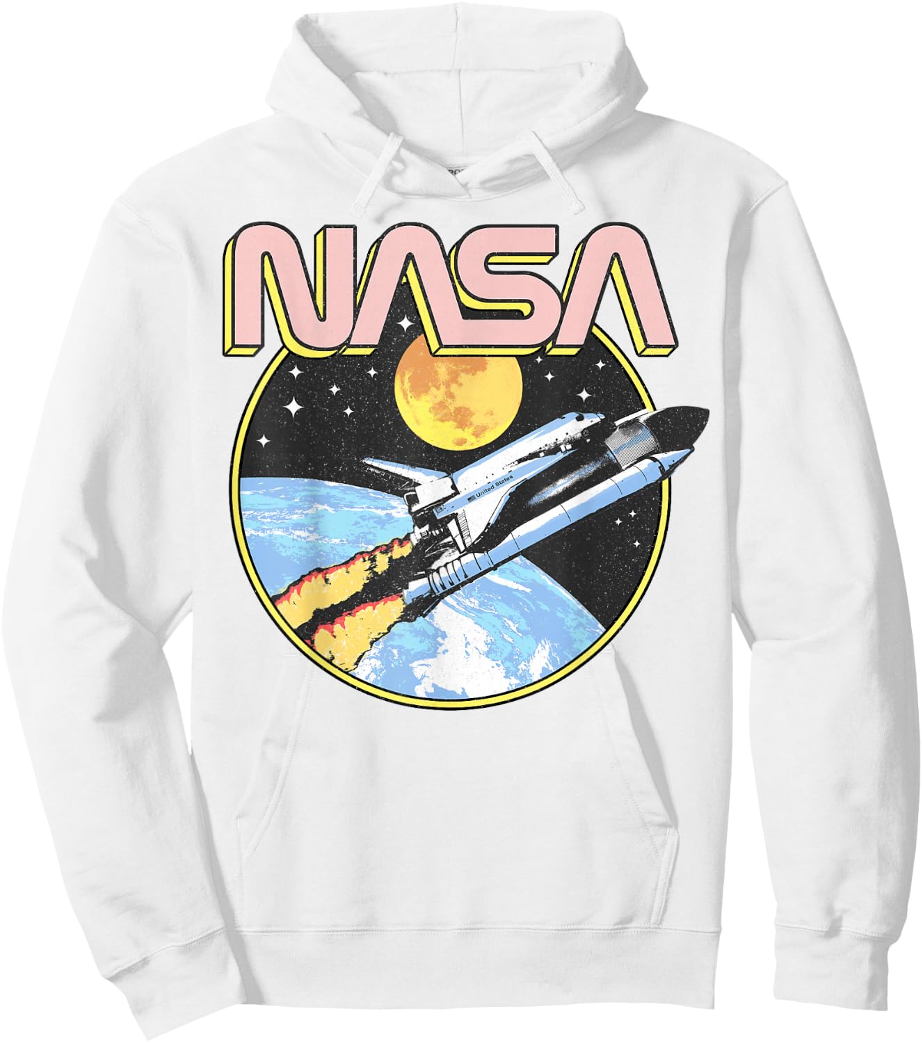 NASA Retro Shuttle Over the Earth Hoodie - Hoodie | White