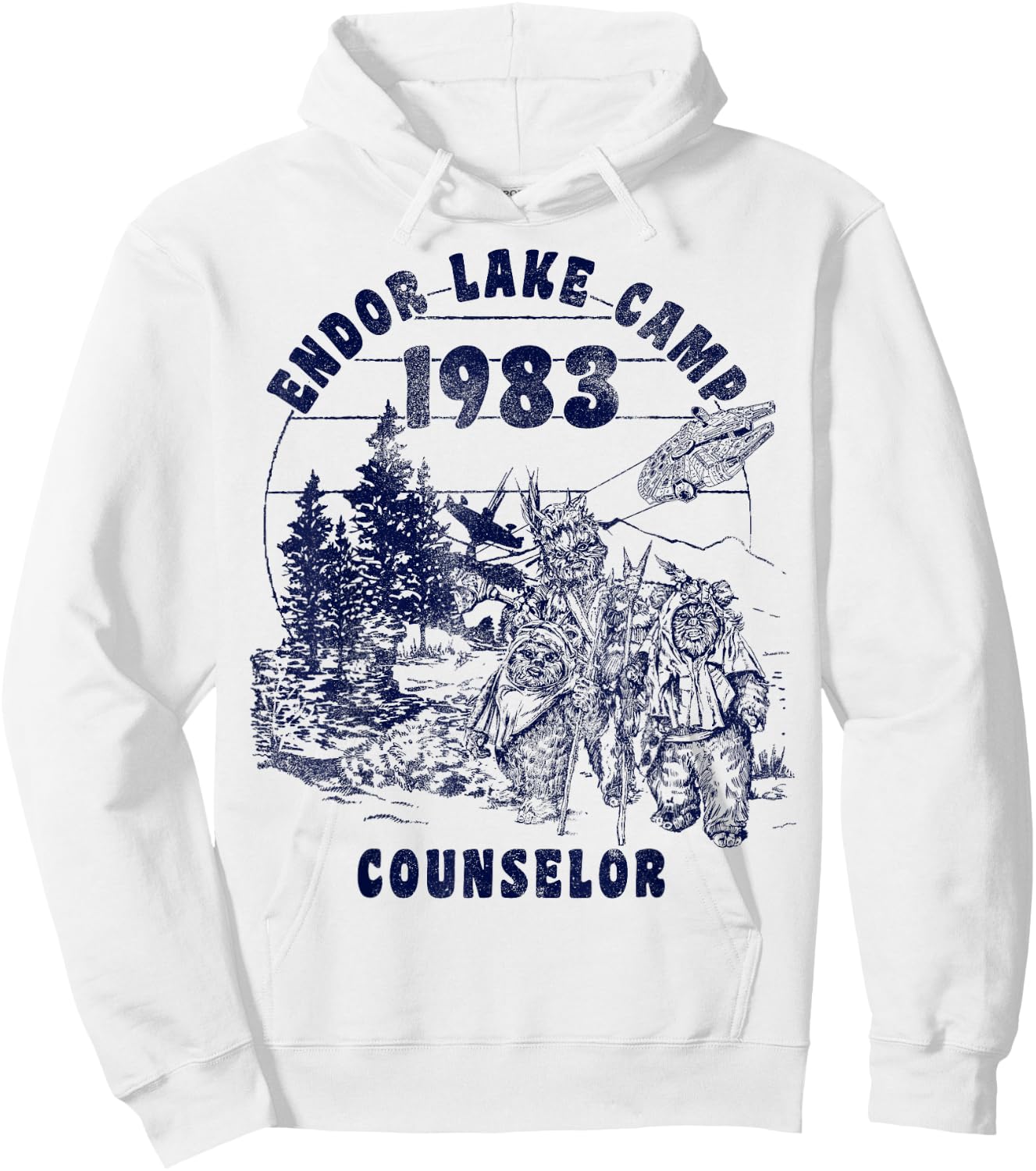 Star Wars Endor Lake Camp Counselor 1983 Logo Hoodie - Hoodie | White