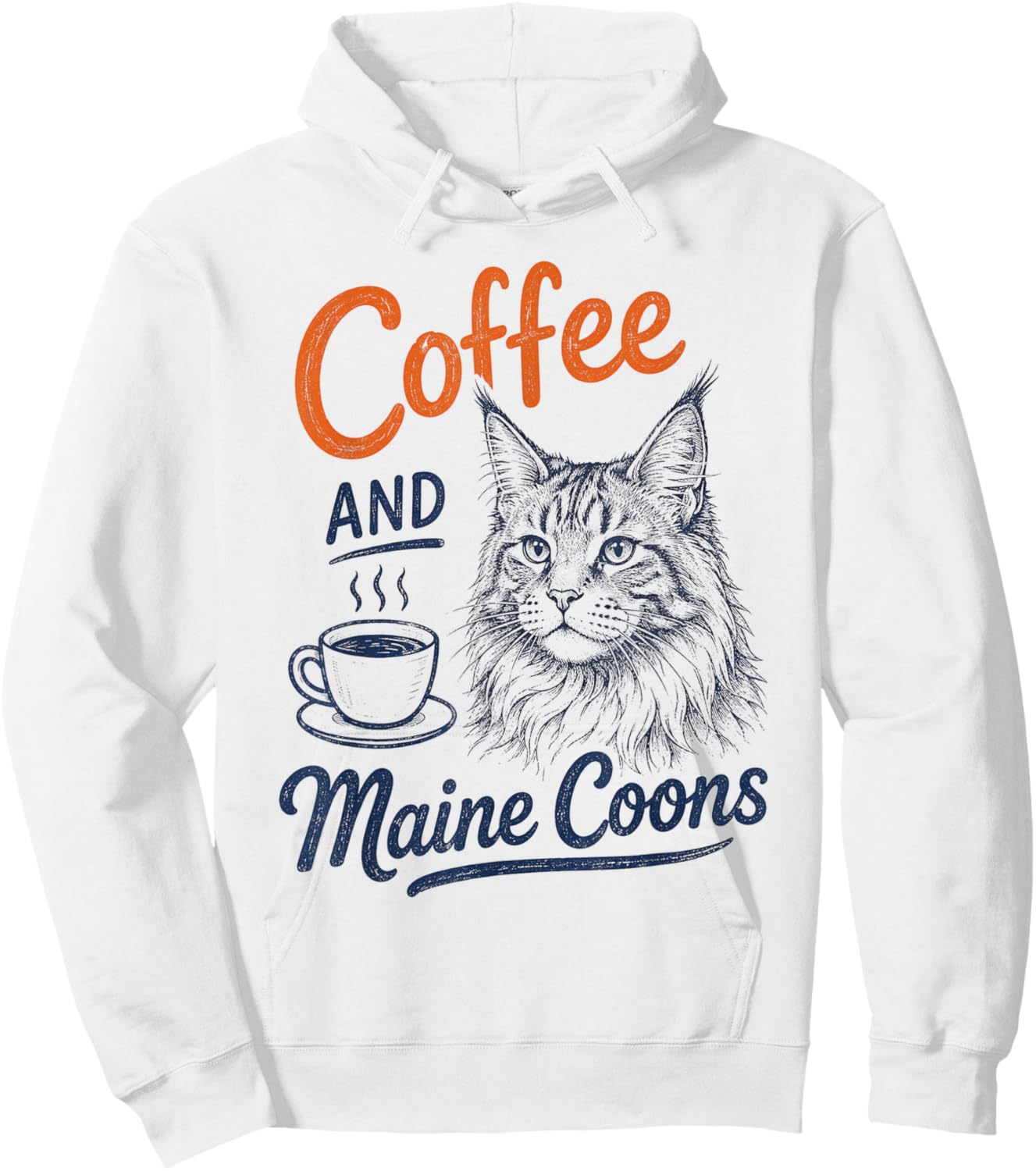 Coffee and Maine Coons Cat Lover Gift Retro Hoodie - Hoodie | White