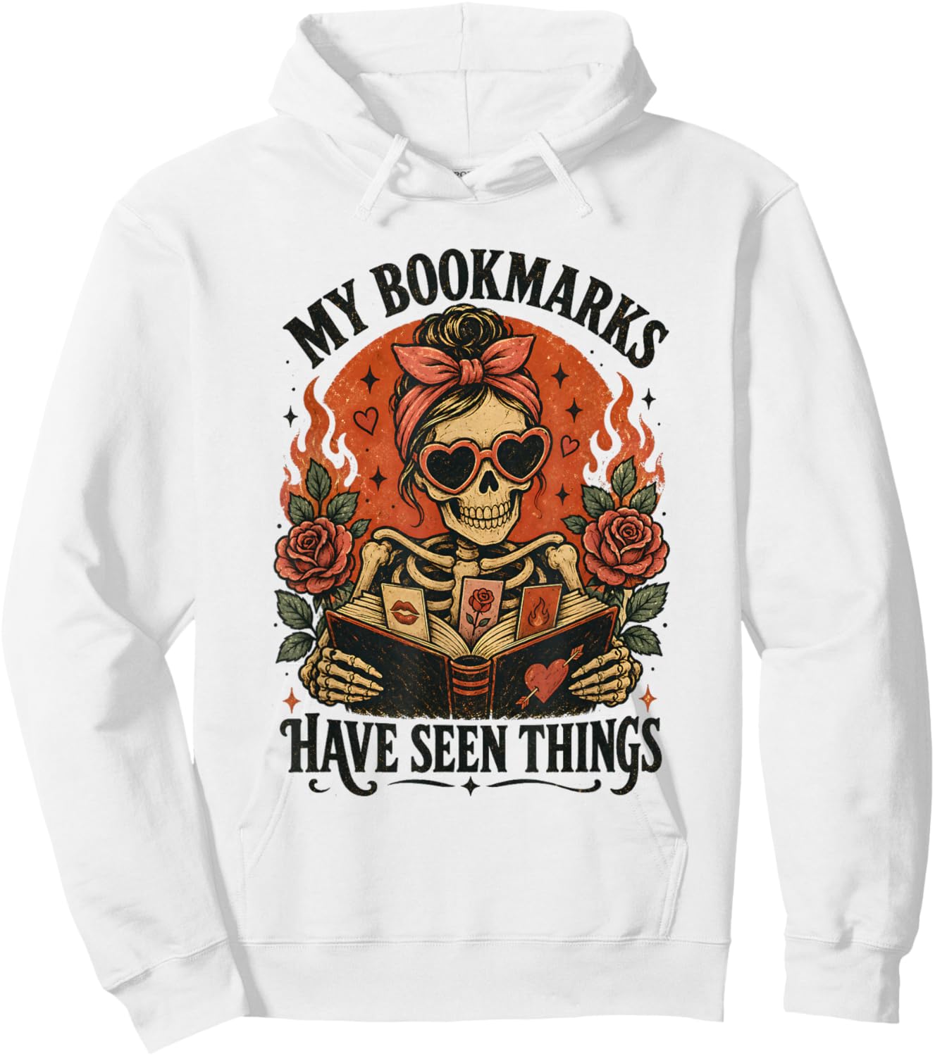 Dark Romance Reader Skeleton My Bookmarks Have Seen Things Hoodie - Hoodie | White