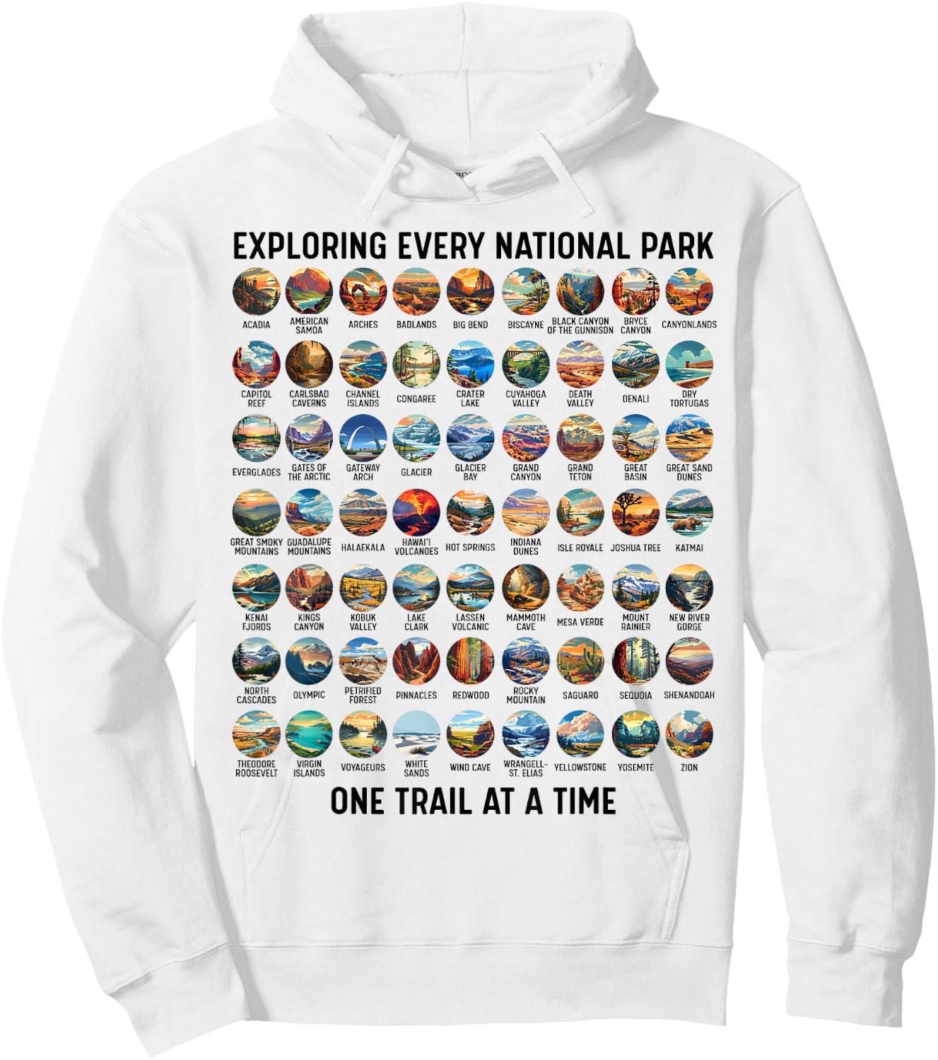 All US National Park Checklist Bucket List Of National Parks Hoodie - Hoodie | White