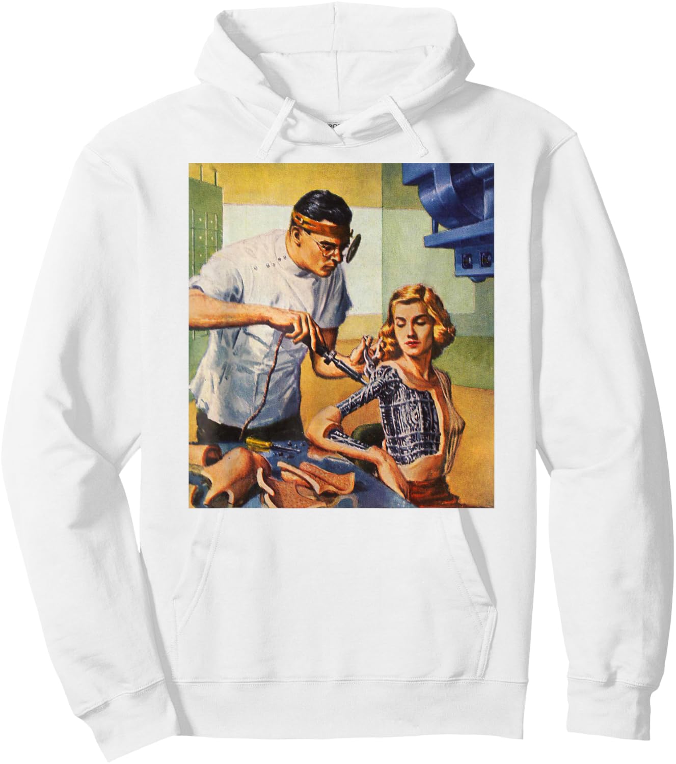 Retro Science Fiction Sci Fi Art-Robot Bionic Woman Hoodie - Hoodie | White