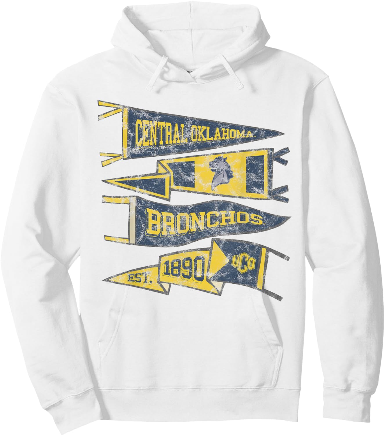 University of Central Oklahoma Bronchos Distressed Pennants Hoodie - Hoodie | White