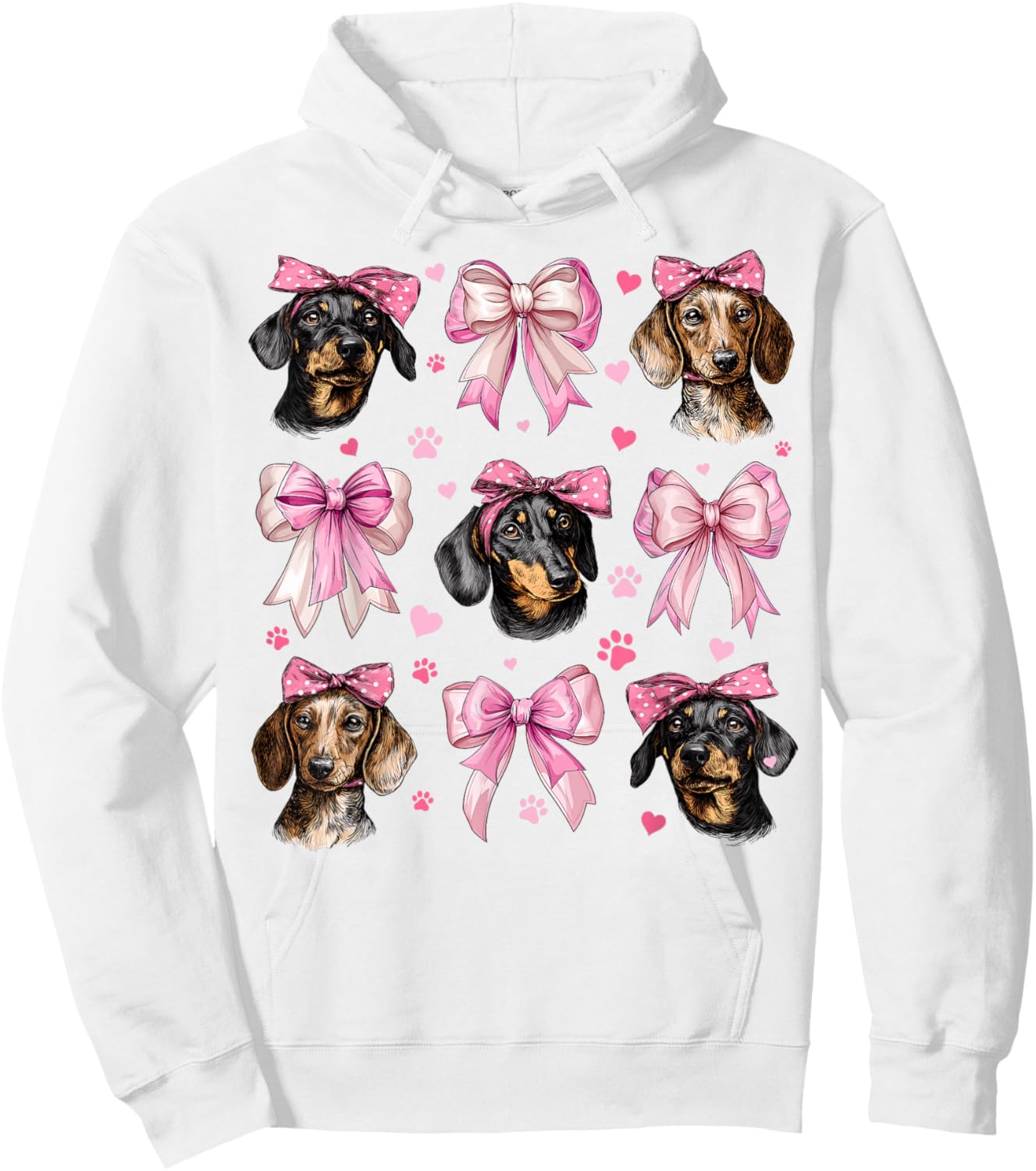 Dachshund Dog Mom Girl Coquette Bow Pink Hoodie - Hoodie | White