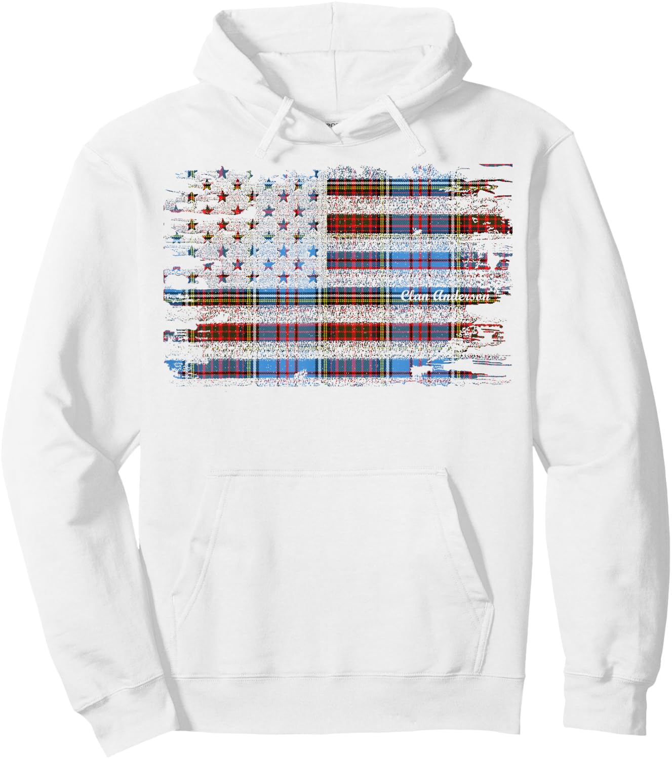 Clan Anderson American Flag Scottish Tartan Hoodie - Hoodie | White