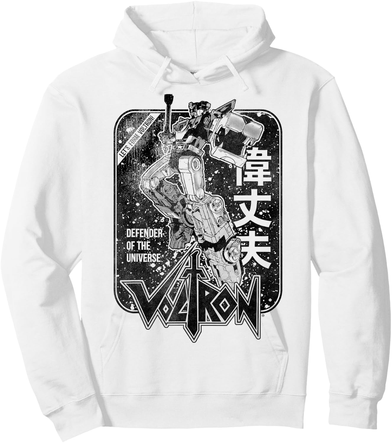 Voltron Retro Defender Black and White Fight Sword Hoodie - Hoodie | White