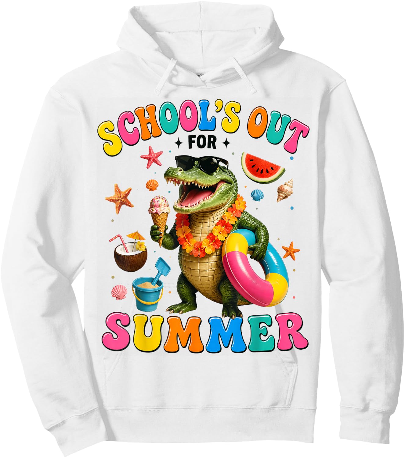School’s Out for Summer Alligator Last Day of School Kids Hoodie - Hoodie | White