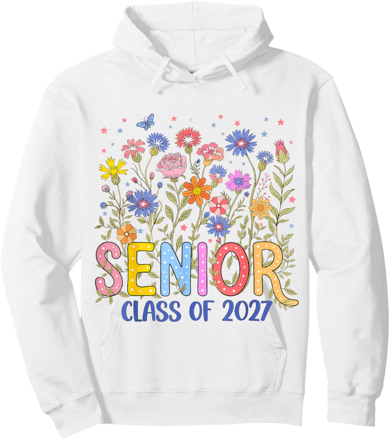 Girl Senior 2027 Class of 2027 Floral Flower Graduation Grad Hoodie - Hoodie | White