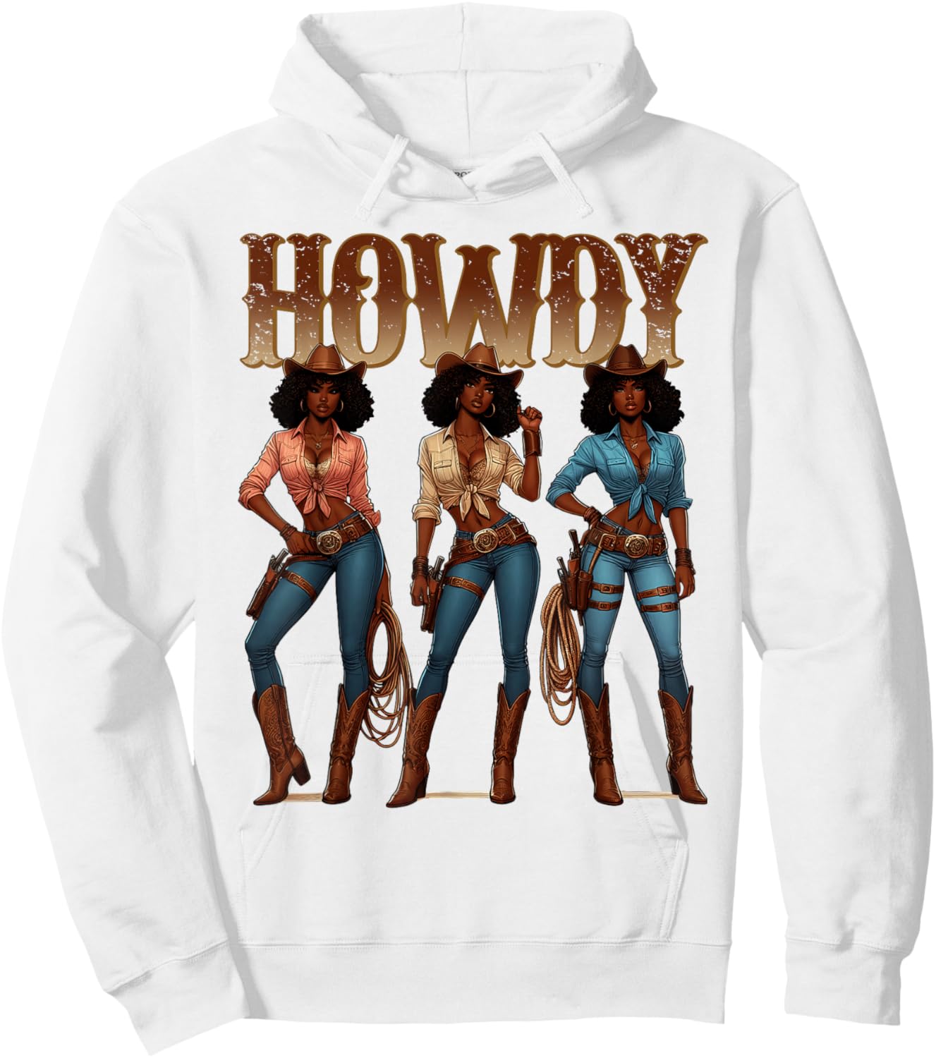 Juneteenth Cowgirl Western Rodeo Melanin History Texas Howdy Hoodie - Hoodie | White