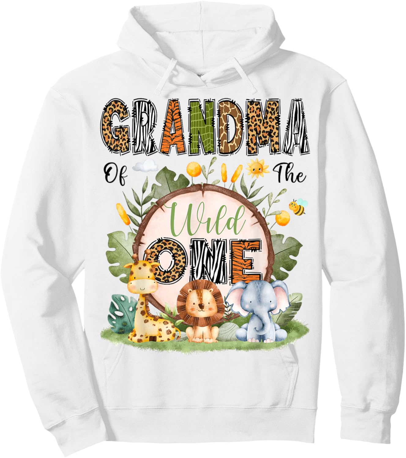 Grandma Of The Wild One 1St Birthday Boy Safari Jungle Hoodie - Hoodie | White