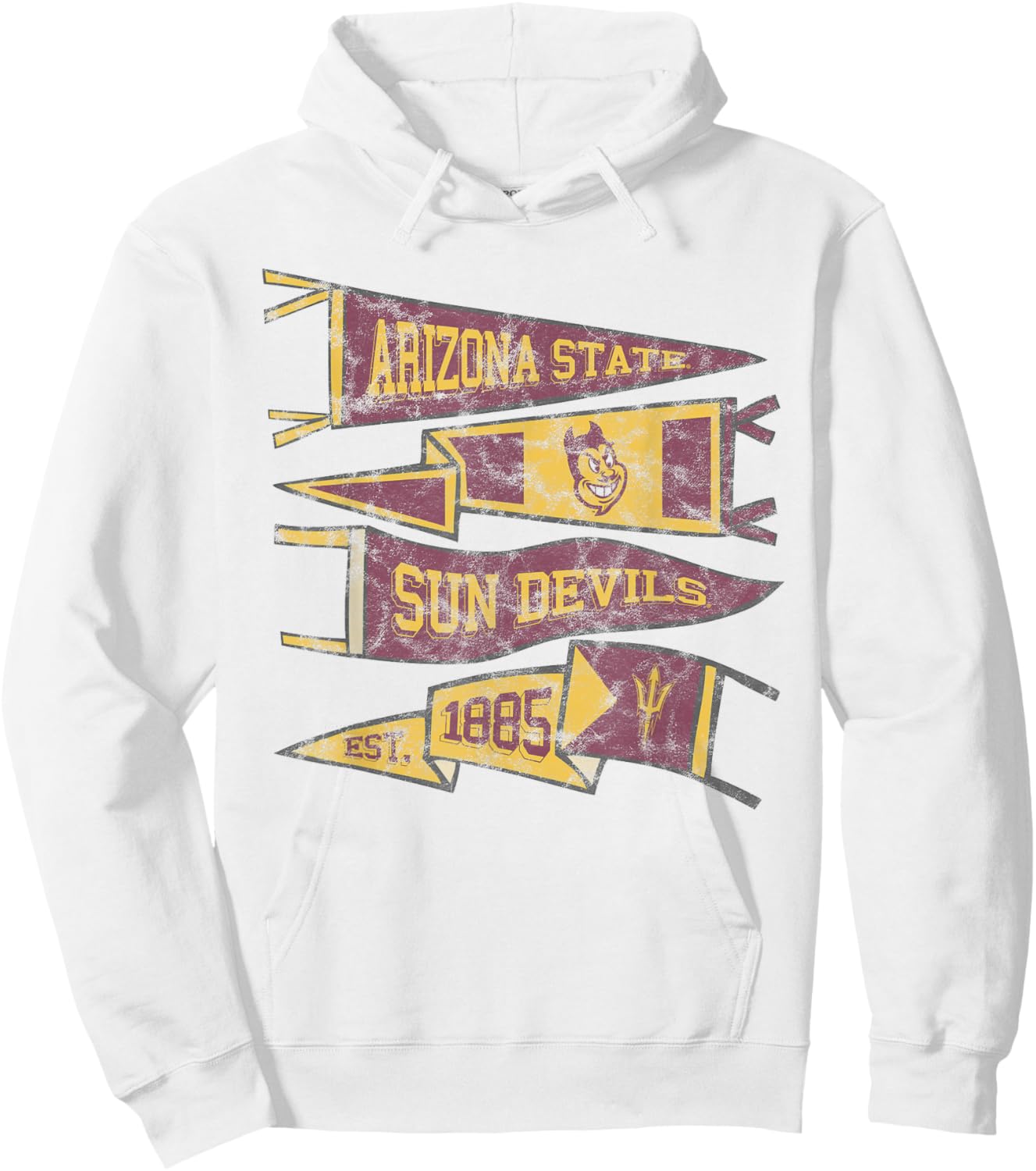 Arizona State University Sun Devils Distressed Pennants Hoodie - Hoodie | White