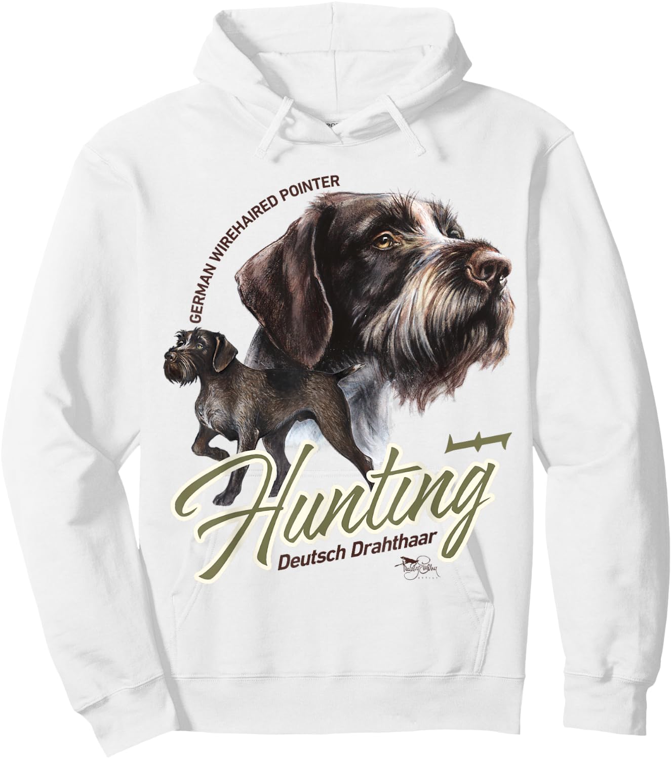 German Wirehaired Pointer Hunting Dog GWP Hoodie - Hoodie | White