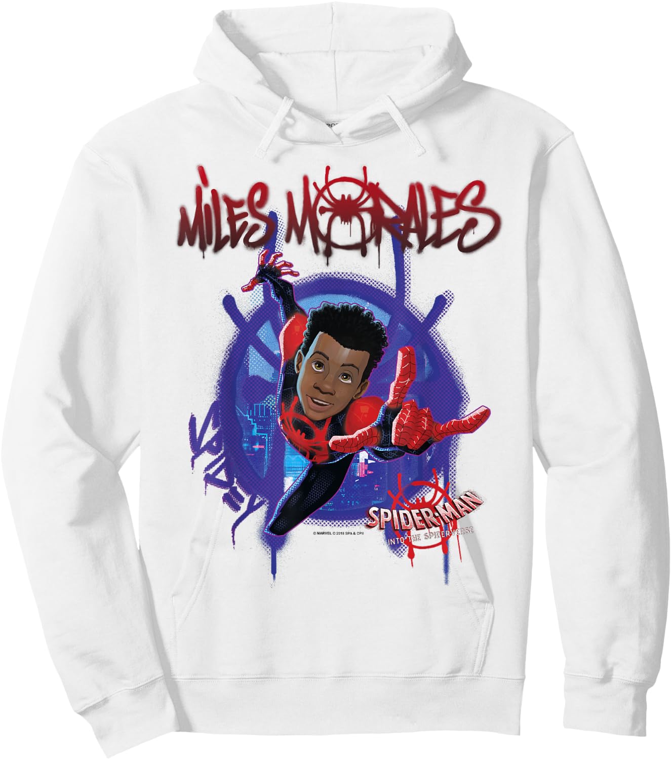 Marvel Spider-Man Spiderverse Miles Morales Splat Hoodie - Hoodie | White