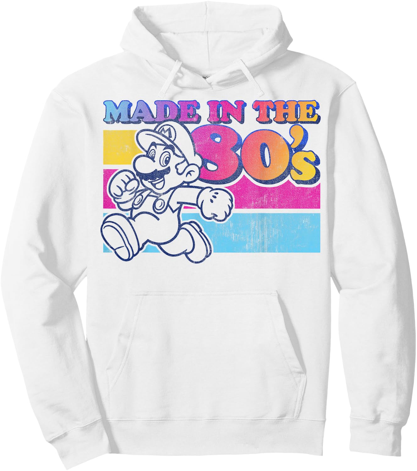 Super Mario Made in The 80's Retro Gradient Color Fade Hoodie - Hoodie | White