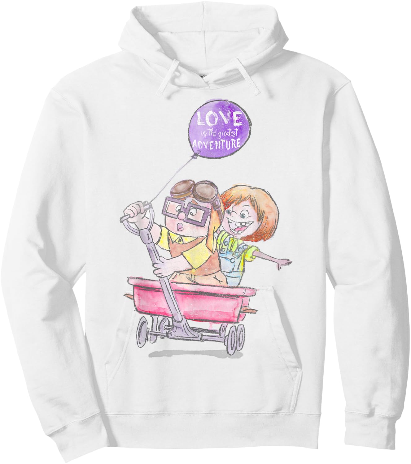 Disney Pixar Up Ellie & Carl Wagon Drawing Hoodie - Hoodie | White