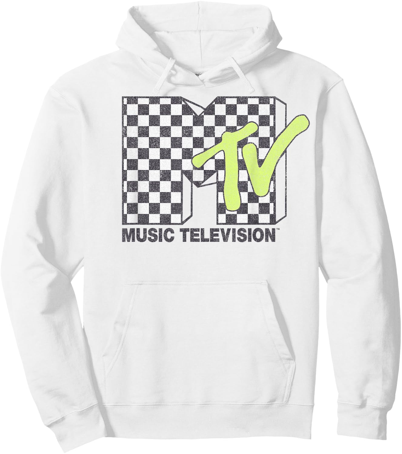 MTV Music Television Checkerboard Logo Fill Small Hoodie - Hoodie | White