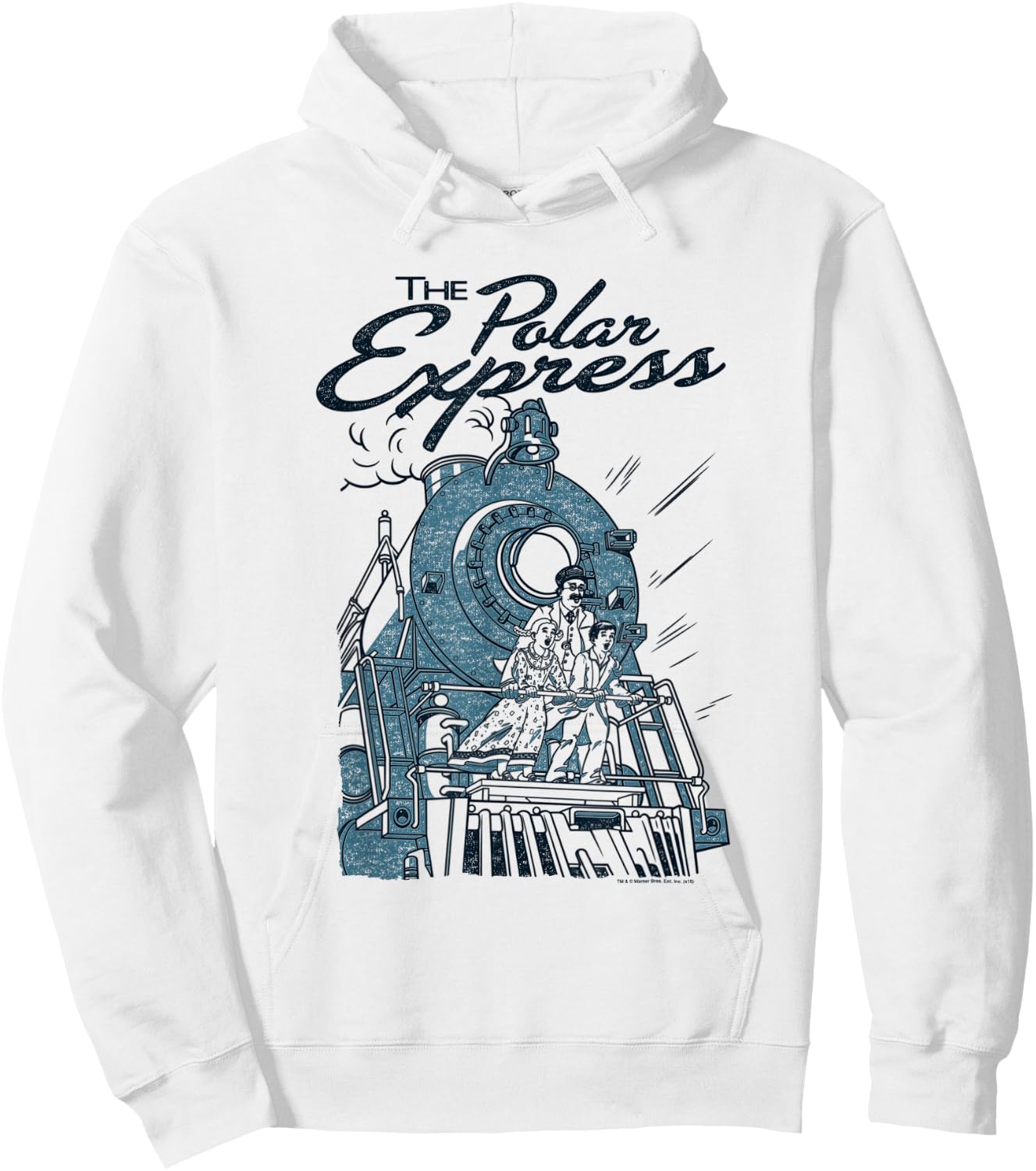 Warner Bros. Polar Express Rail Riders -Adults, Kids Silver Cartoon , Small, , Short Sleeve Hoodie - Hoodie | White