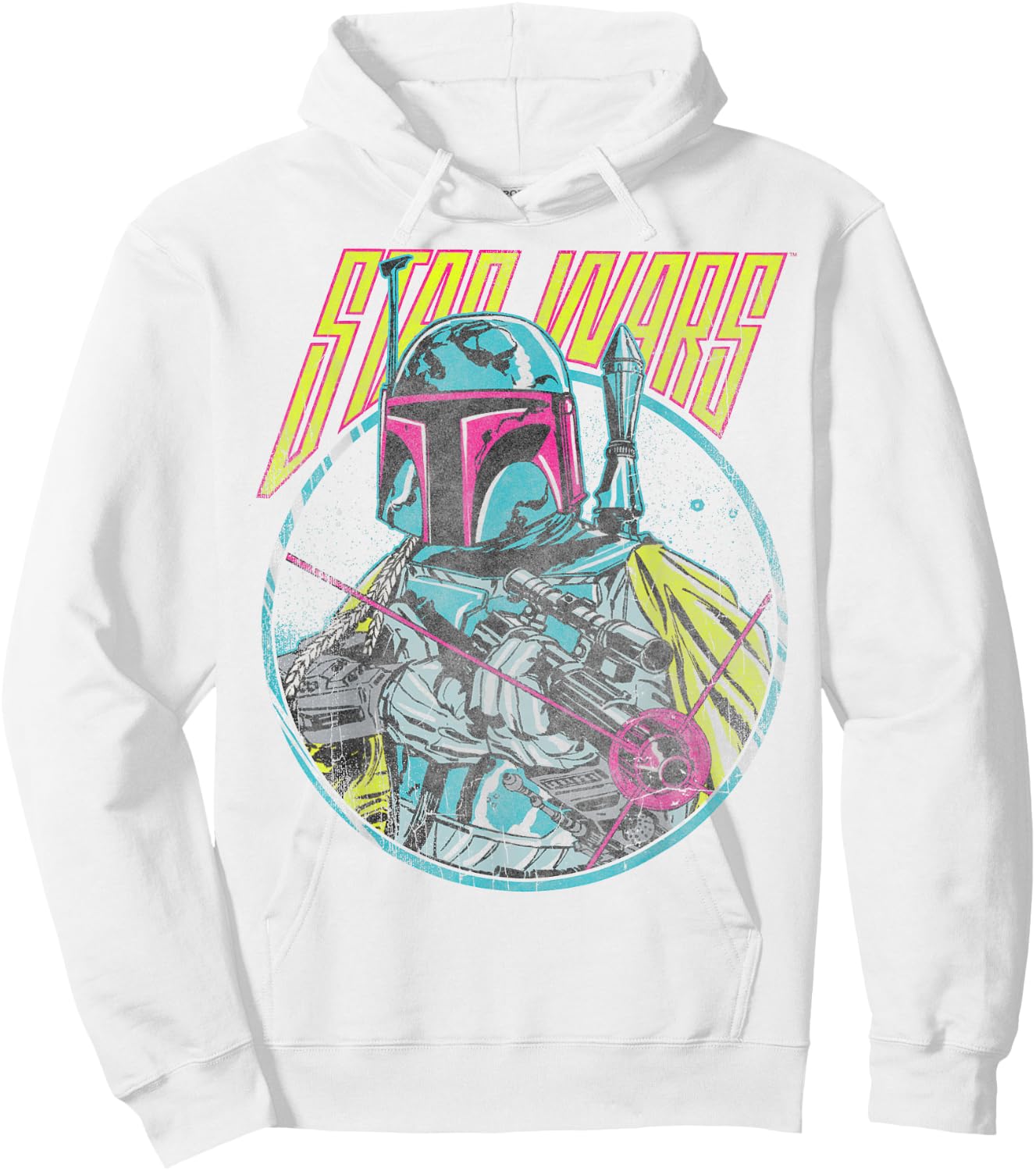 Star Wars Boba Fett Neon Blaster Vintage Graphic C2 Hoodie - Hoodie | White