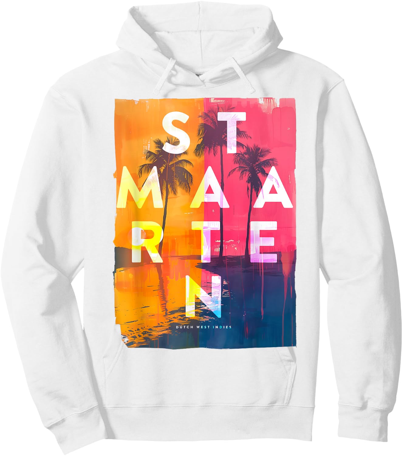 St. Maarten Caribbean Islands Palm Tree Vintage Beach Hoodie - Hoodie | White