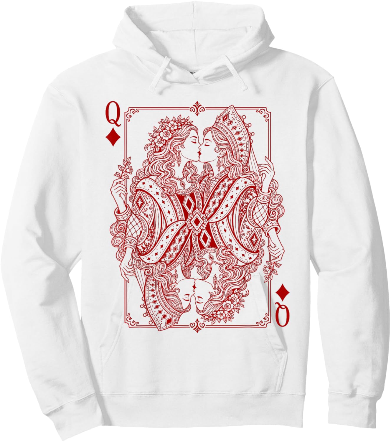 Lesbian Queens Kissing Card Game LGBT Pride Two Brides Hoodie - Hoodie | White