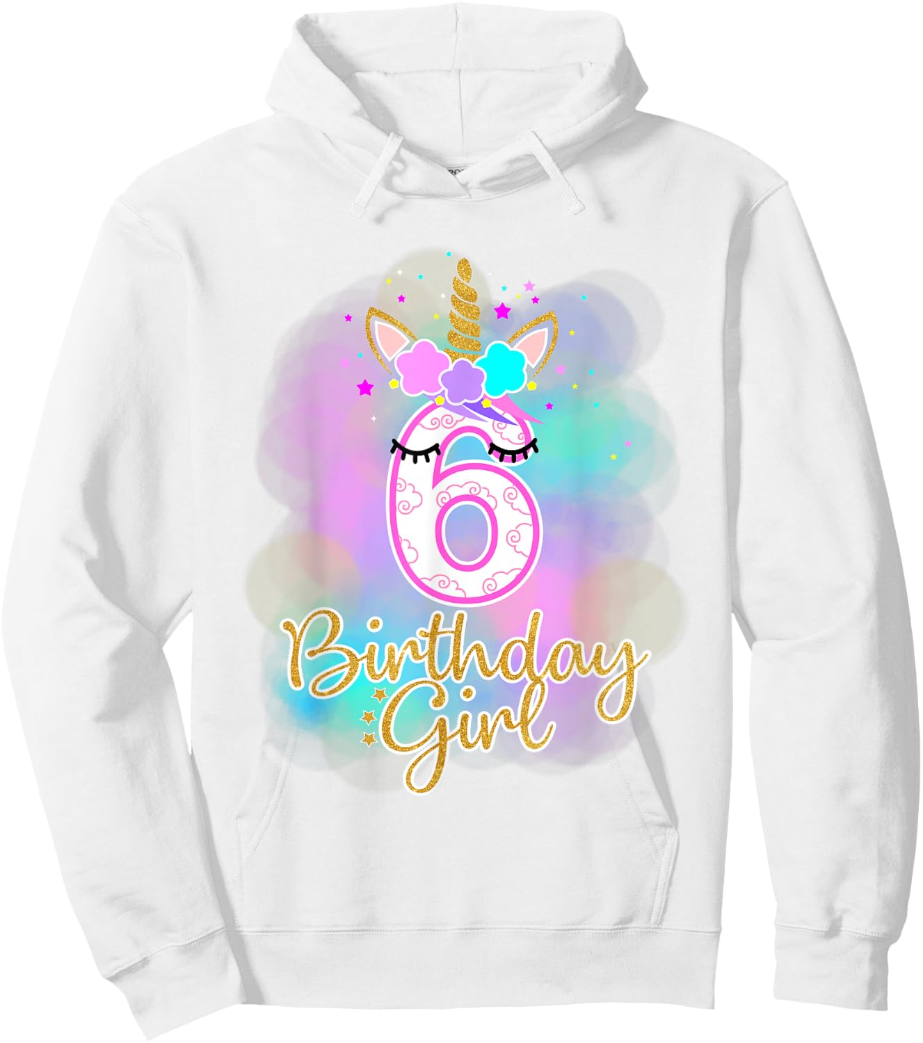 6th Unicorn Birthday girl six years old party gift Hoodie - Hoodie | White