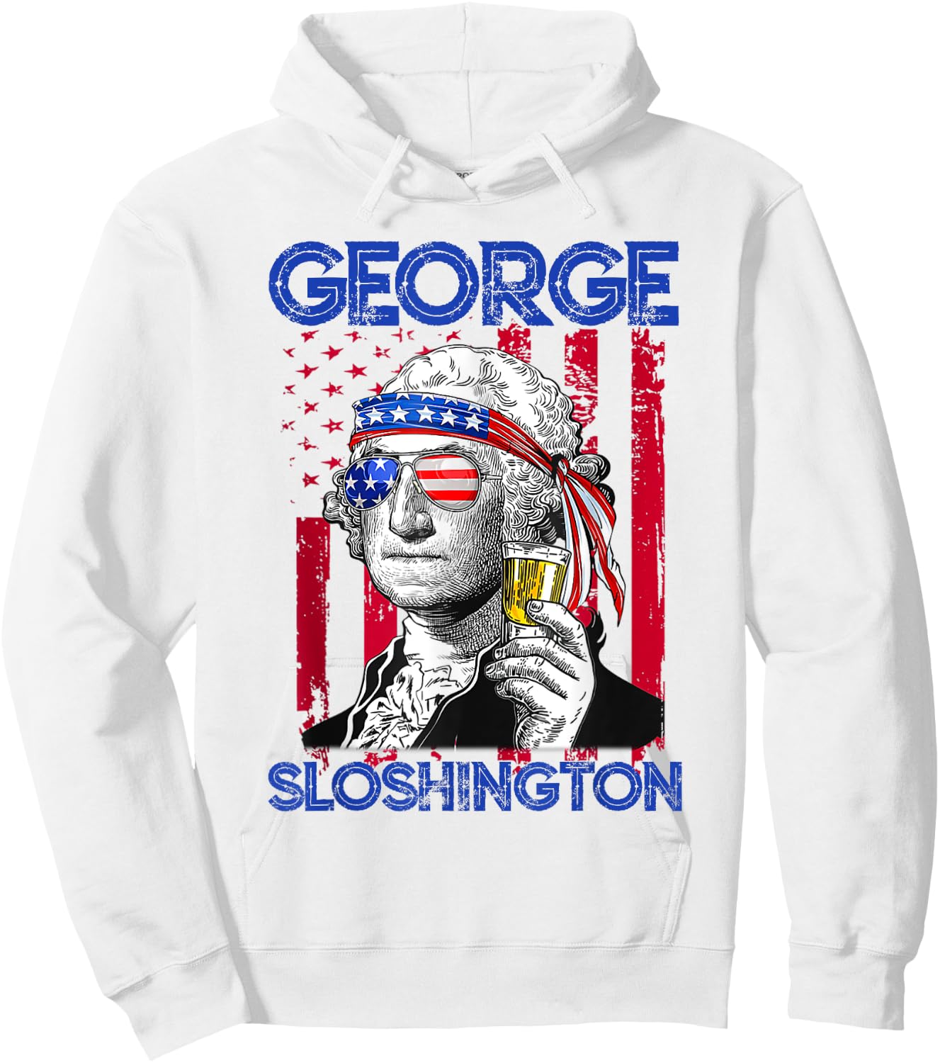George Sloshington America Flag Beer George Washington Shirt Hoodie - Hoodie | White