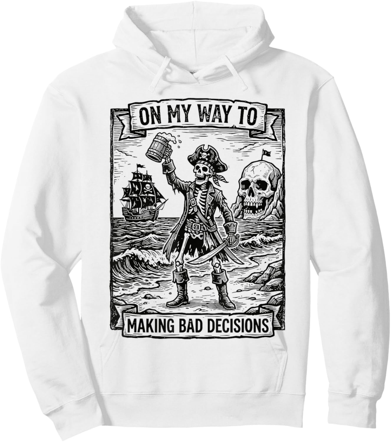 On My Way to Making Bad Decisions Skeleton Funny Beach Trip Hoodie - Hoodie | White