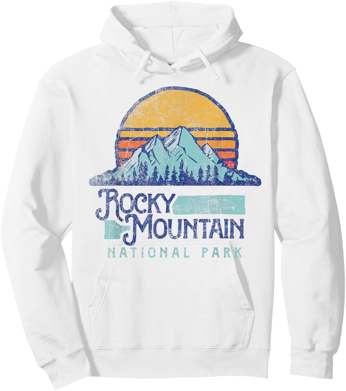 Vintage Rocky Mountain National Park Retro Hoodie - Hoodie | White
