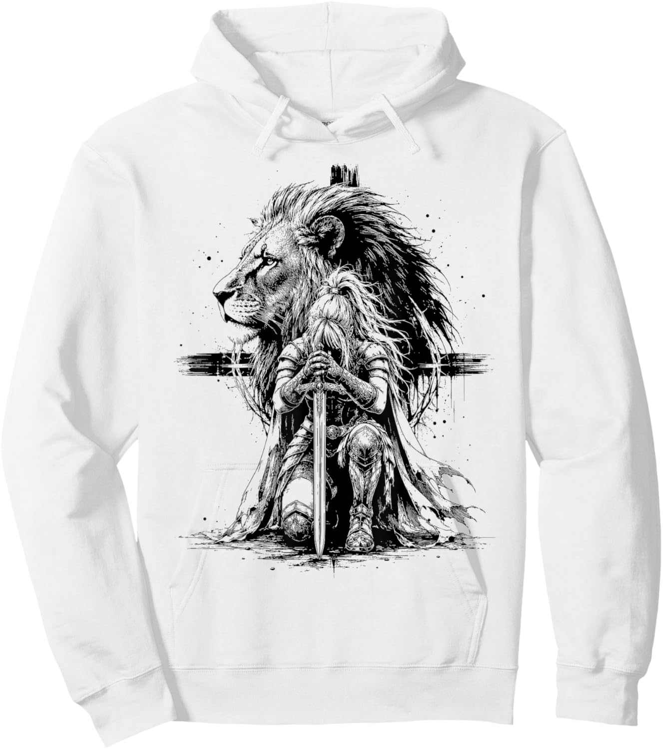 Christian Woman Warrior Lion Prayer Faith Strength Theme Hoodie - Hoodie | White