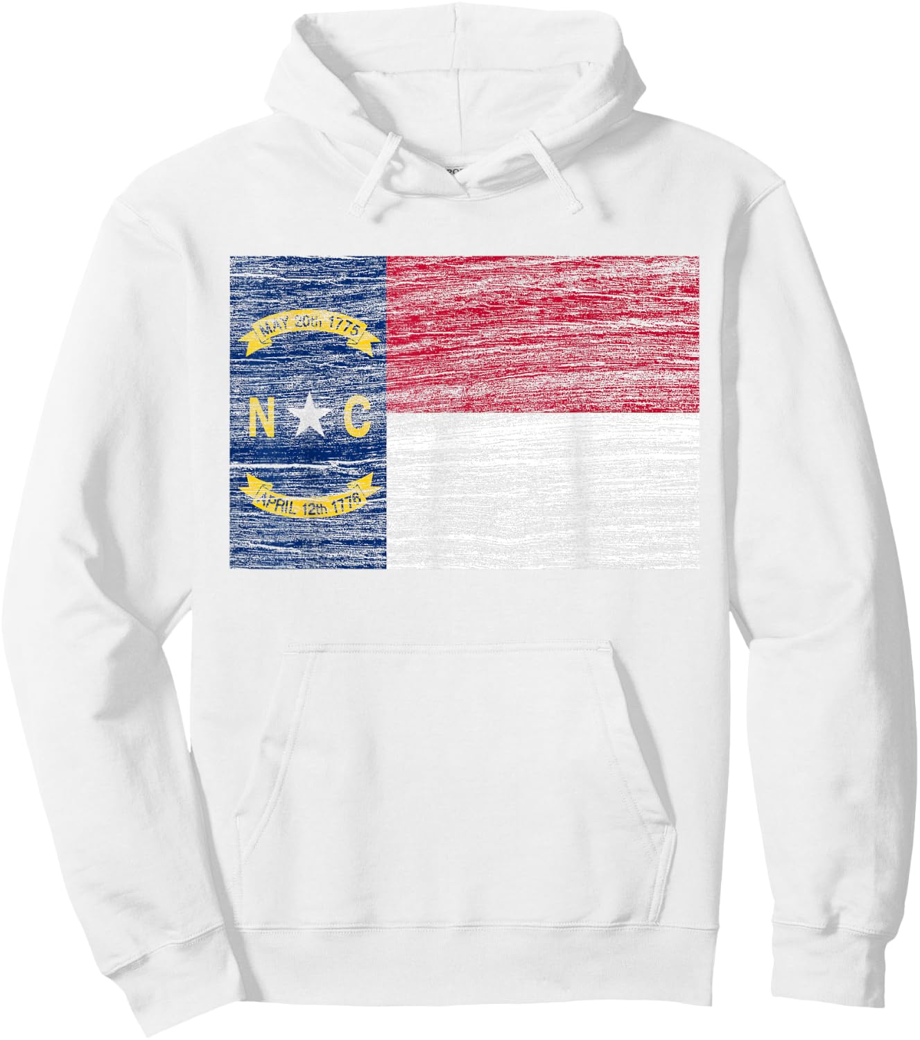 North Carolina State Flag Vintage Distressed NC Hoodie - Hoodie | White