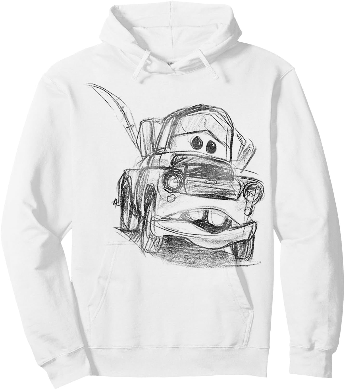 Disney Pixar Cars Mater Illustrated Line Art Sketch Portrait Hoodie - Hoodie | White