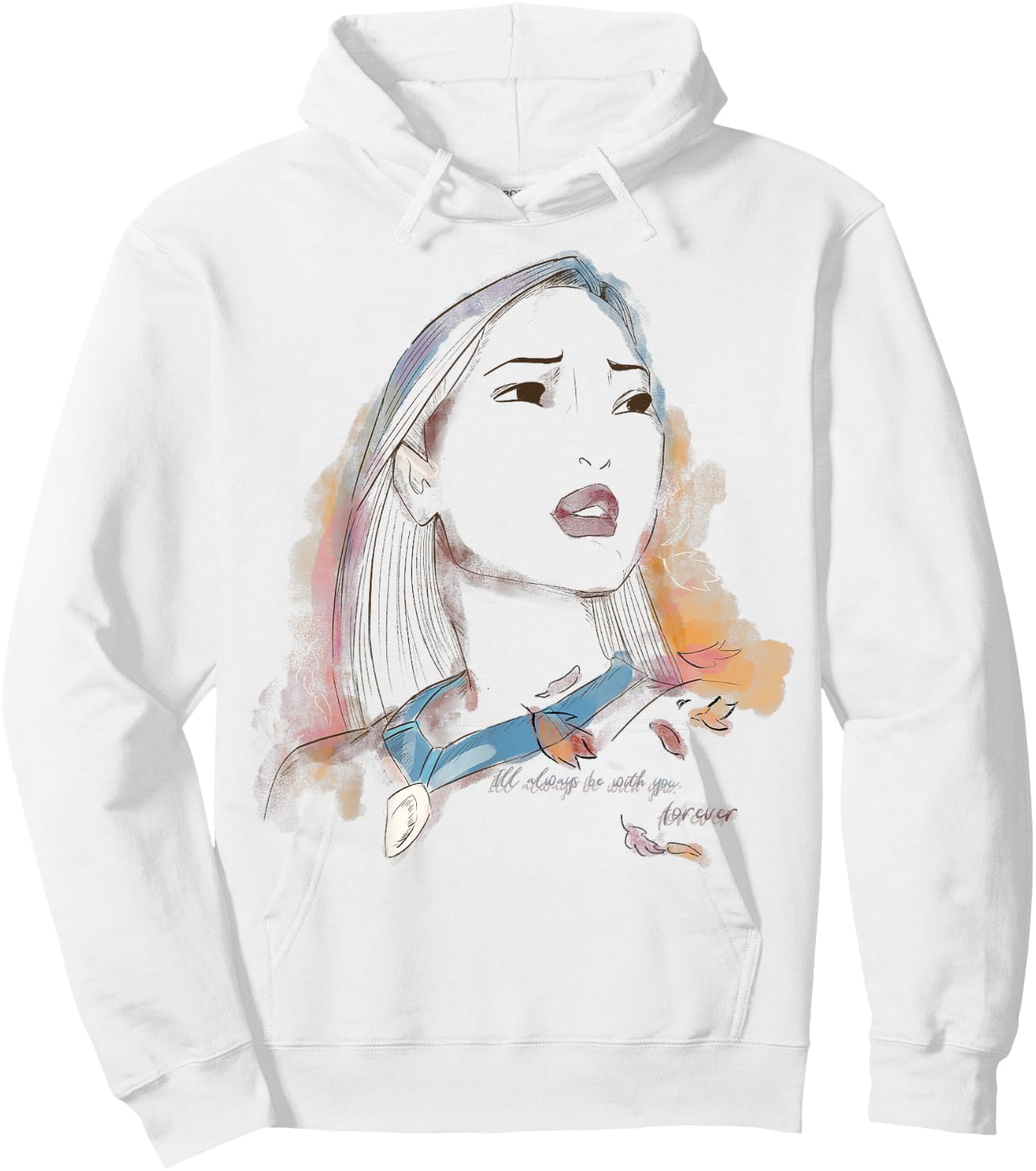 Disney Pocahontas Watercolor Portrait Quote Graphic Hoodie - Hoodie | White