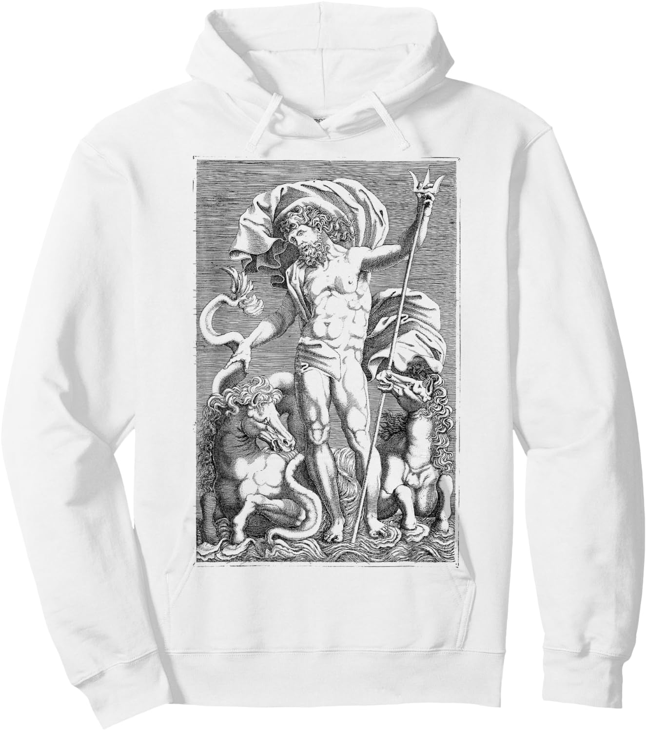 Poseidon Trident Greek God Mythology Sea Horses Hoodie - Hoodie | White