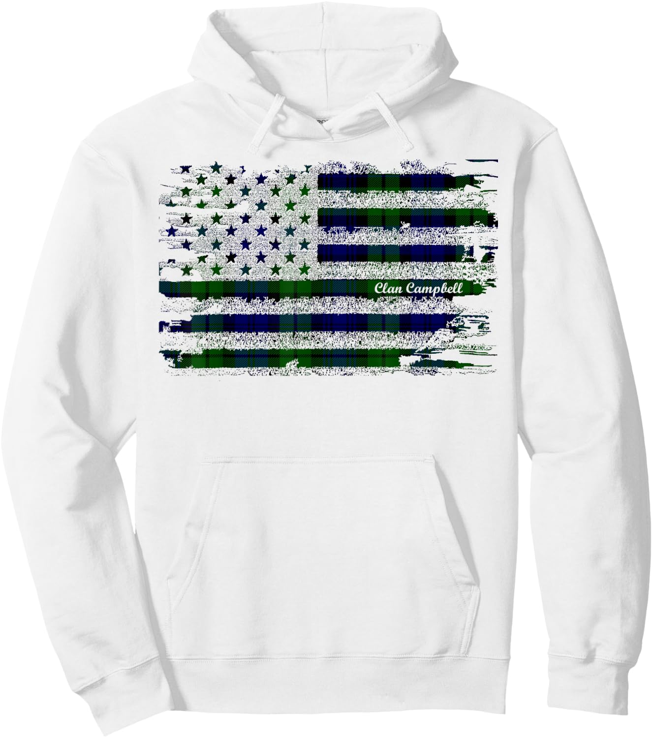 Campbell American Flag Scottish Clan Hoodie - Hoodie | White