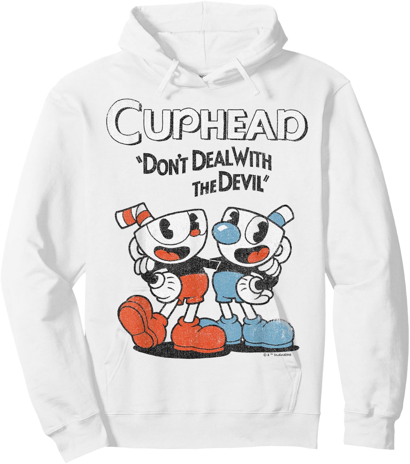Cuphead & Mugman Don't Deal with The Devil Small Hoodie - Hoodie | White