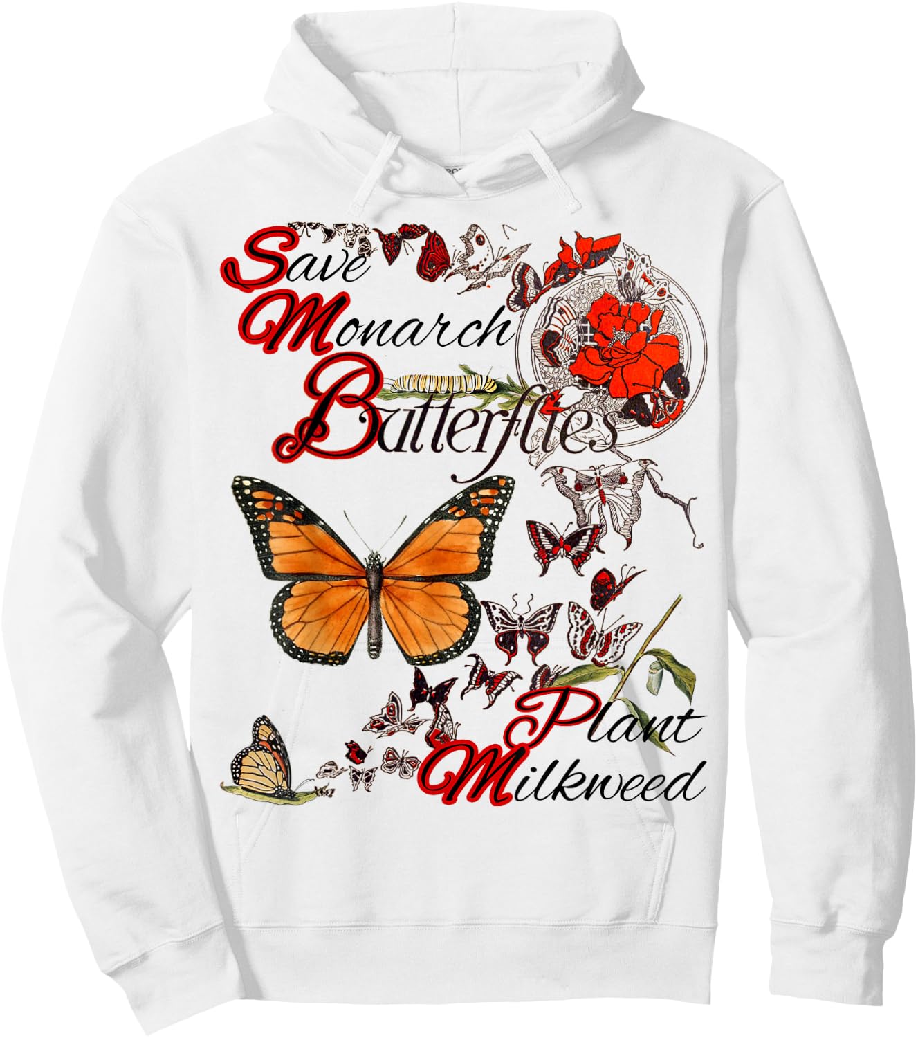 Save Monarch Butterfly Plant Milkweed Caterpillar Hoodie - Hoodie | White