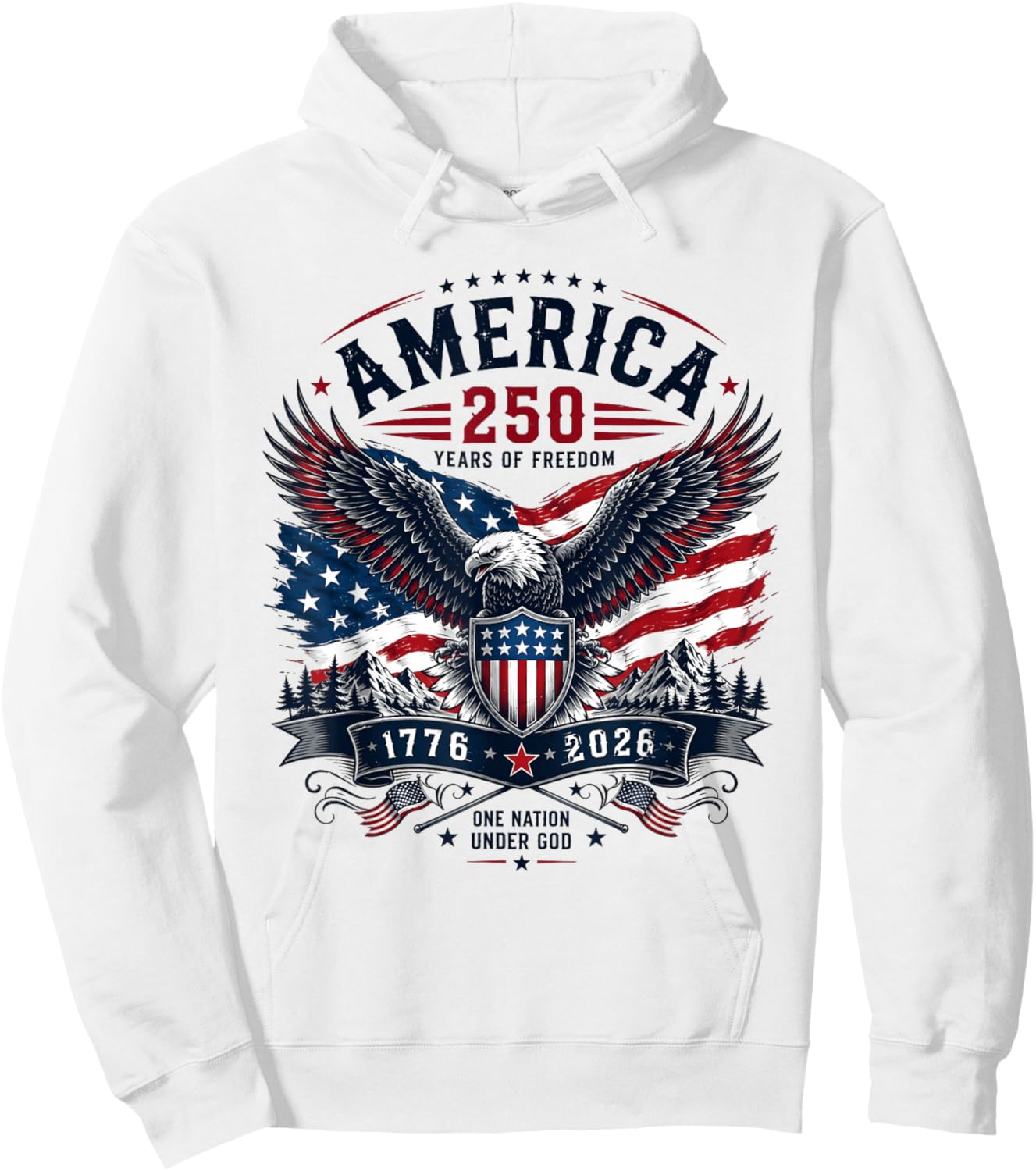 One Nation Under God 250 Years 250th Anniversary USA Men Hoodie - Hoodie | White