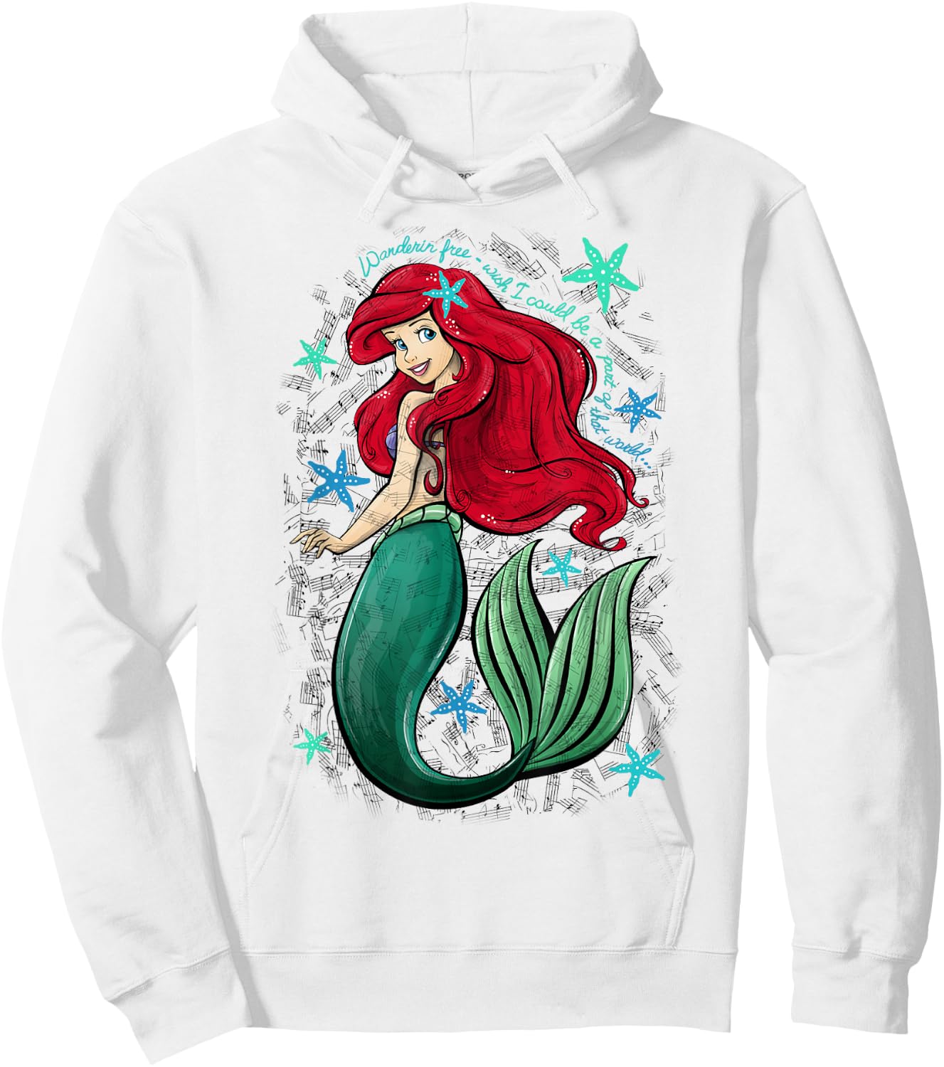 Disney The Little Mermaid Ariel's Song Music Notes Small Hoodie - Hoodie | White