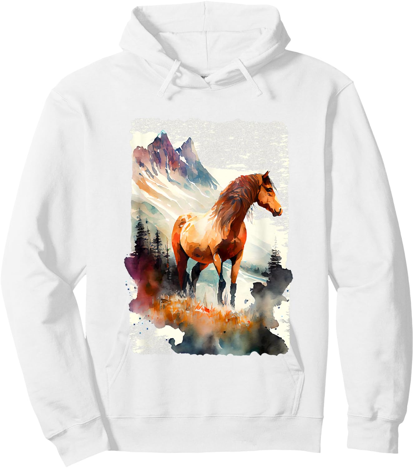 Majestic Horse In Mountain Landscape Hoodie - Hoodie | White