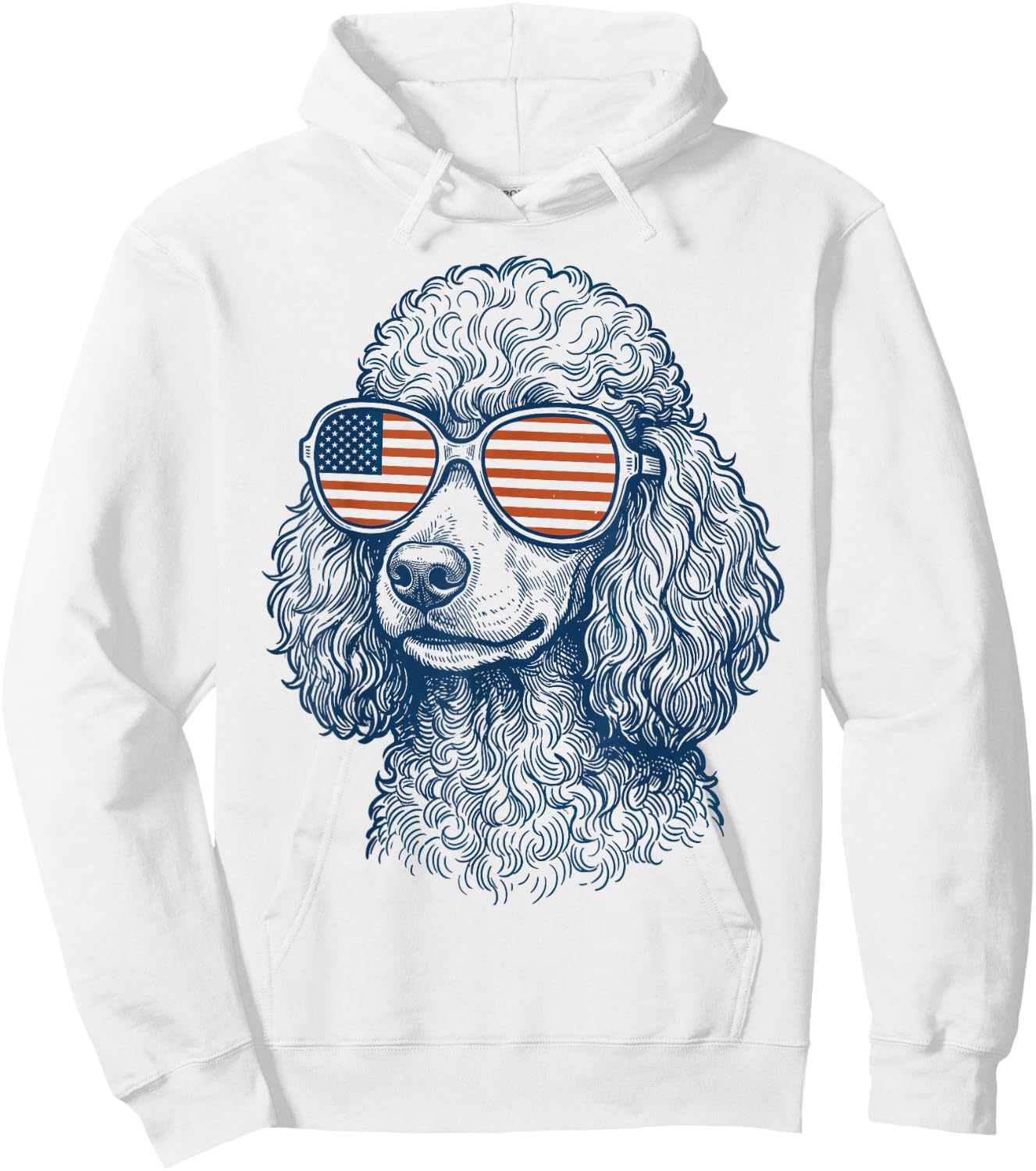 Patriotic Poodle Dog Mom Dad 4th of July Vintage Men Women Hoodie - Hoodie | White
