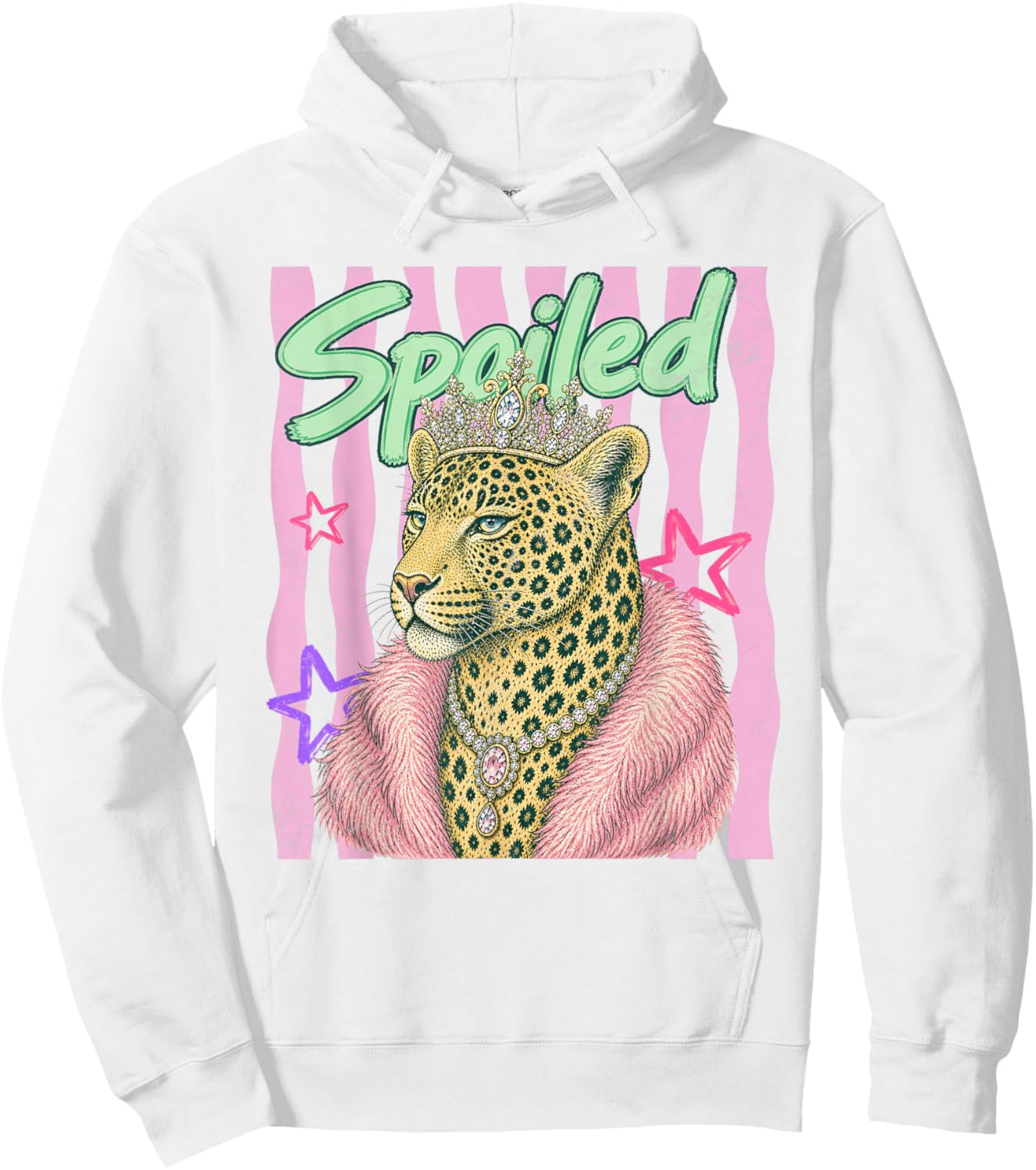 Spoiled Leopard Queen Crown Feline Design Hoodie - Hoodie | White